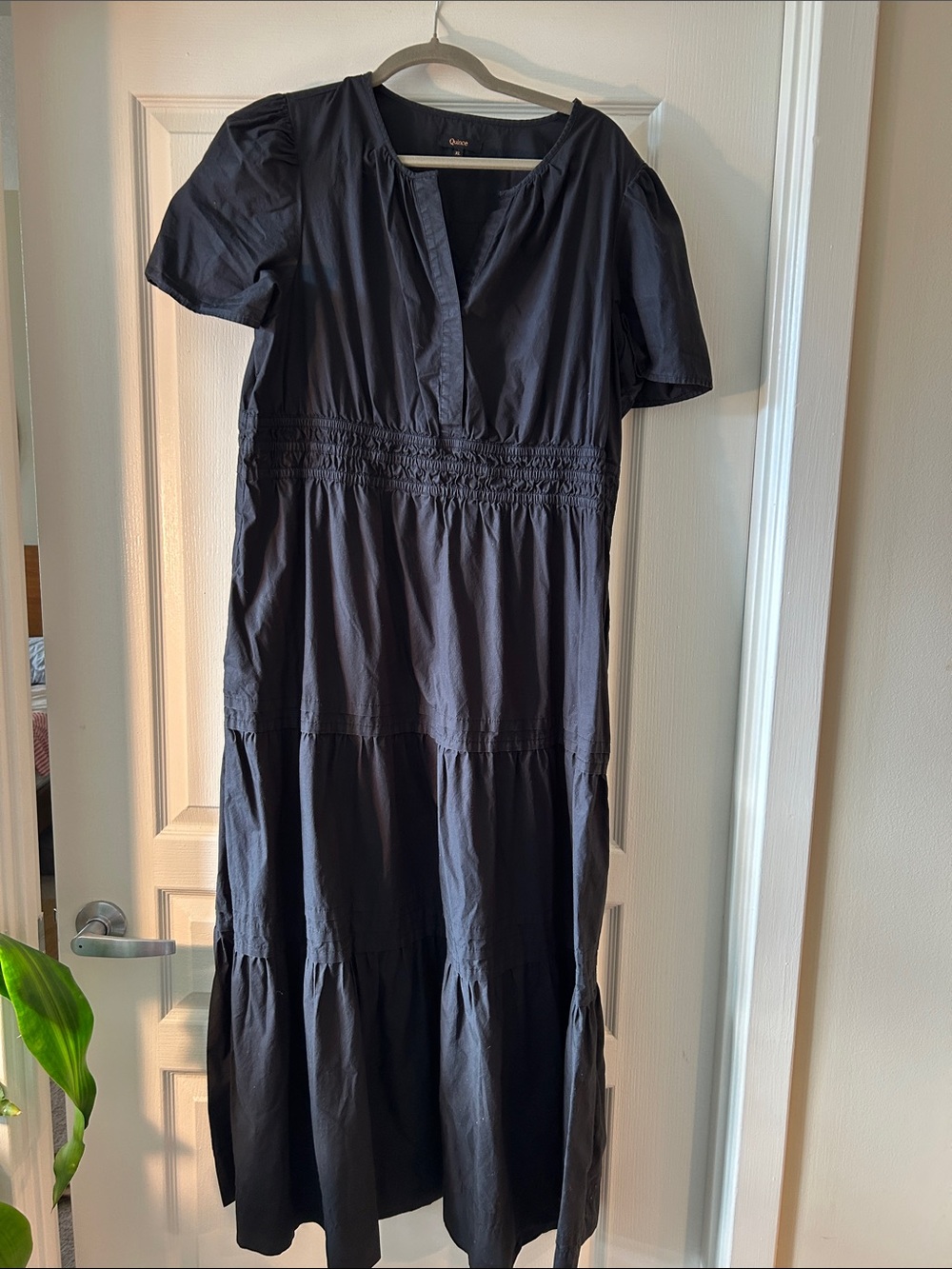 Quince Black Tiered Maxi Dress with Shirred Waist Size XL